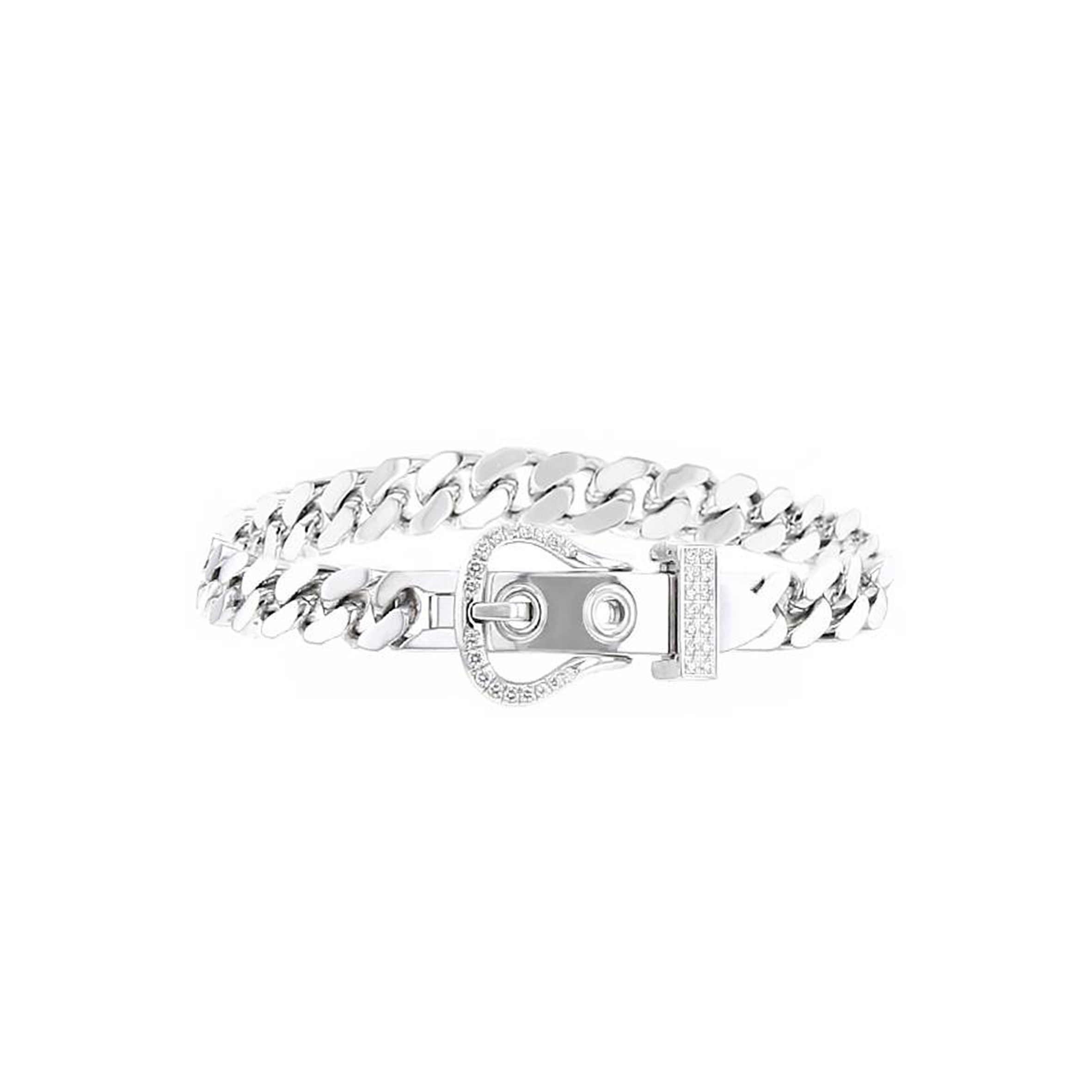 h**mes boucle sellier bracelet in white gold and Di*m*nds